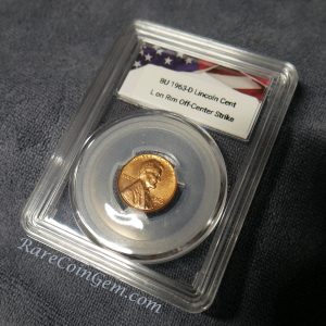 BU 1963-D Lincoln Cent L-on-Rim Off-Center Strike Coin